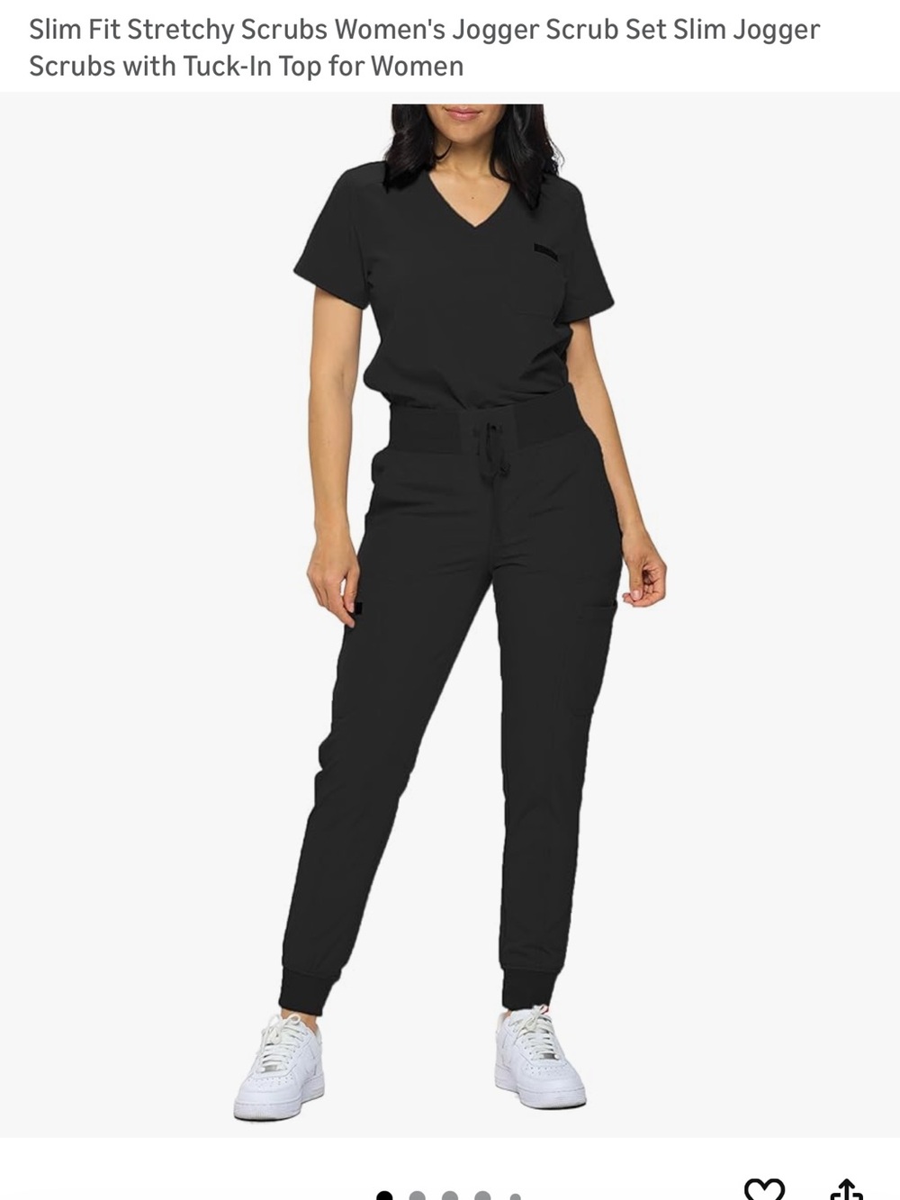 Women's Slim Fit Jogger Scrub Pants - Black